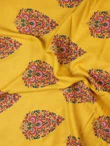 Mustard Green  Pink Hand Block Printed Cotton Fabric Per Meter - F001F2057