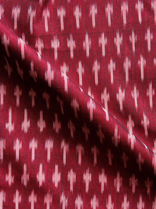 Maroon Ivory Hand  Weaved Ikat Mercerised  Fabric Per Meter - F002F1407