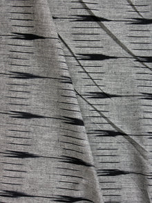 Grey Black Hand Woven Ikat Handloom Cotton Fabric Per Meter - F002F1952