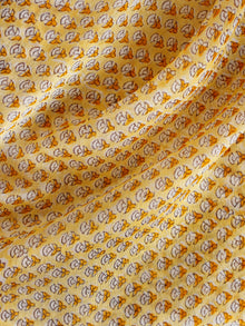 Yellow White Hand Block Printed Chanderi Fabric Per Meter - F001F1916