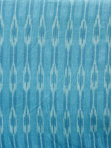 Azure Blue Ivory Pochampally Hand Woven Ikat Cotton Fabric Per Meter - F002F1462