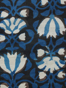 Black Indigo Ivory Hand Block Printed Cotton Fabric Per Meter - F001F1391