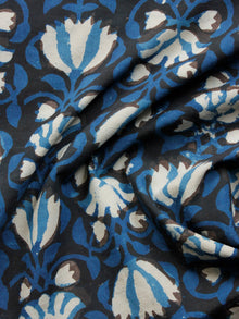 Black Indigo Ivory Hand Block Printed Cotton Fabric Per Meter - F001F1391