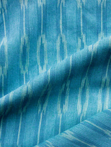 Azure Blue Ivory Pochampally Hand Woven Ikat Cotton Fabric Per Meter - F002F1462