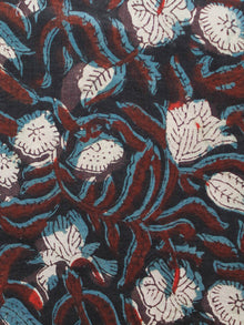 Black Brown Blue Ivory Hand Block Printed Cotton Fabric Per Meter - F001F1392