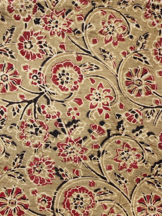 Light Green Olive Maroon Black Ajrakh Hand Block Printed Cotton Fabric Per Meter - F003F1638