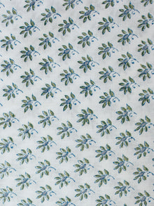 Beige green Hand Block Printed Cotton Fabric Per Meter - F001F1898