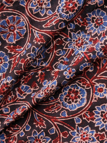 Brown Red Blue Ivory Ajrakh Hand Block Printed Cotton Fabric Per Meter - F003F1641