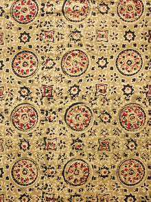 Peanut Brown Red Black Ajrakh Hand Block Printed Cotton Fabric Per Meter - F003F1581