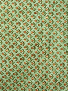 Green Mustard Hand Block Printed Cotton Fabric Per Meter - F001F1928