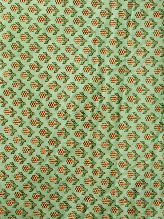 Green Mustard Hand Block Printed Cotton Fabric Per Meter - F001F1928