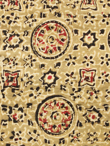 Peanut Brown Red Black Ajrakh Hand Block Printed Cotton Fabric Per Meter - F003F1581