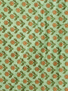 Green Mustard Hand Block Printed Cotton Fabric Per Meter - F001F1928