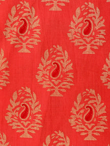 Peach Golden Hand Block Printed Cotton Fabric Per Meter - F001F1995