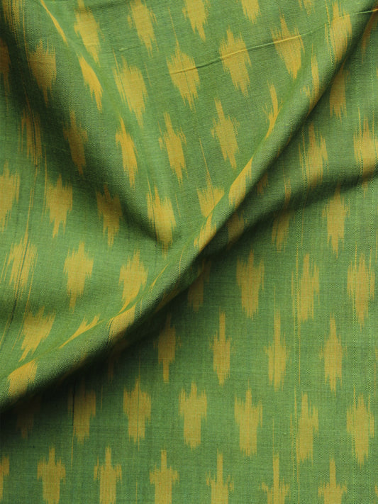 Green Yellow Pochampally Hand Weaved Ikat Mercerised Cotton Fabric Per Meter - F002F1026