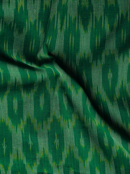 Green Ivory Pochampally Hand Woven Ikat Fabric Per Meter - F002F927