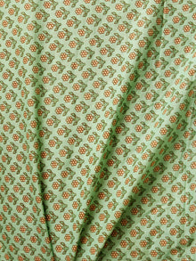 Green Mustard Hand Block Printed Cotton Fabric Per Meter - F001F1928