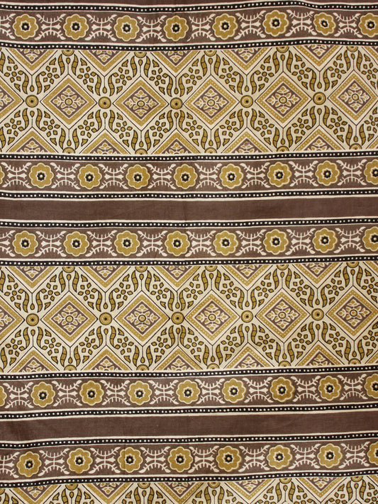 Mustard Brown Hand Block Printed Cotton Fabric Per Meter - F001F1915