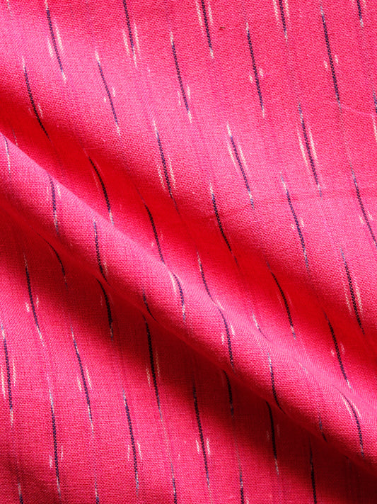 Coral Red Black White Hand Woven Ikat Handloom Cotton Fabric Per Meter - F002F1473