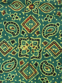 Green Black Rust Yellow Ajrakh Hand Block Printed Cotton Fabric Per Meter - F003F1647