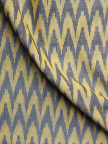 Yellow Grey Pochampally Hand Weaved Ikat Mercerised Fabric Per Meter - F003F1286