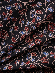 Black Maroon Blue Ivory Ajrakh Hand Block Printed Cotton Fabric Per Meter - F003F1649