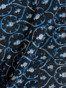 Black Blue White Hand Block Printed Cotton Fabric Per Meter - F001F1899