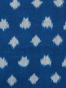 Royal Blue Grey Pochampally Hand Weaved Ikat Mercerised Fabric Per Meter - F002F1479