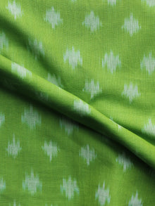 Parrot Green Pochampally Hand Weaved Ikat Mercerised Fabric Per Meter - F003F1290