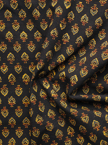 Black Yellow Maroon Ajrakh Hand Block Printed Cotton Blouse Fabric - BPA0100