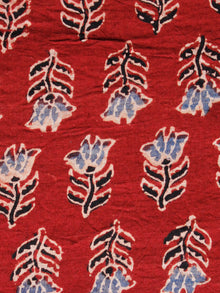 Red Blue Black Ivory Ajrakh Hand Block Printed Cotton Fabric Per Meter - F003F1652