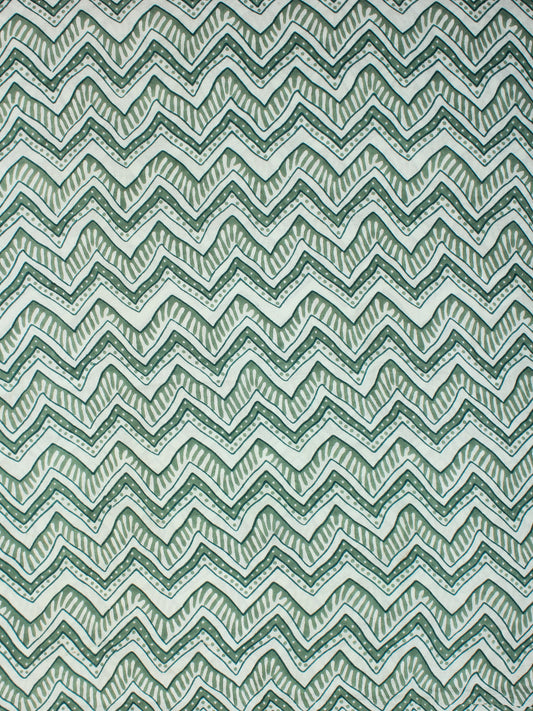 Sage Green White Block Printed Cotton Fabric Per Meter - F001F2247