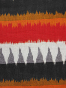 Red Orange Black Grey White Pochampally Hand Woven Ikat Fabric Per Meter - F002F1056