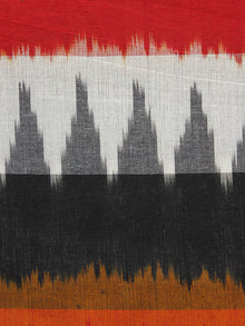 Red Orange Black Grey White Pochampally Hand Woven Ikat Fabric Per Meter - F002F1056