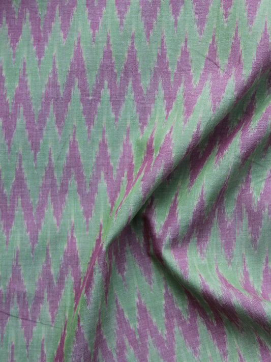 Lavender Green Pochampally Hand Weaved Ikat Mercerised Cotton Fabric Per Meter - F002F1027