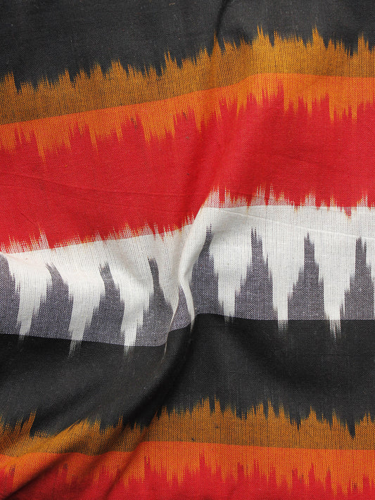 Red Orange Black Grey White Pochampally Hand Woven Ikat Fabric Per Meter - F002F1056