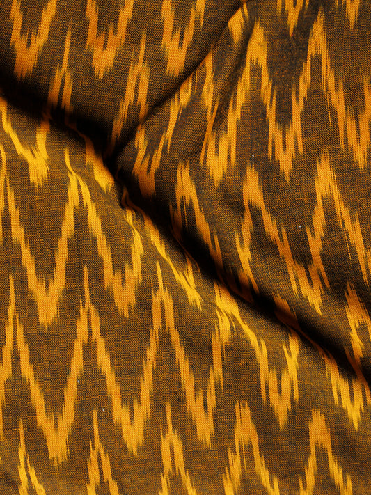 Brown Yellow Pochampally Hand Woven Ikat Fabric Per Meter - F002F942