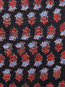 Black Blue Maroon Ivory Ajrakh Hand Block Printed Cotton Fabric Per Meter - F003F1654