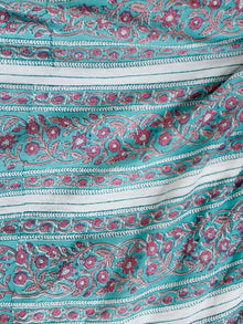 Green White Pink Hand Block Printed Cotton Fabric Per Meter - F001F1920