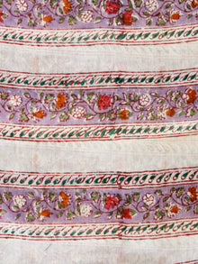 Ivory Lilac Red Green  Hand Block Printed Chanderi Fabric Per Meter - F001F1902