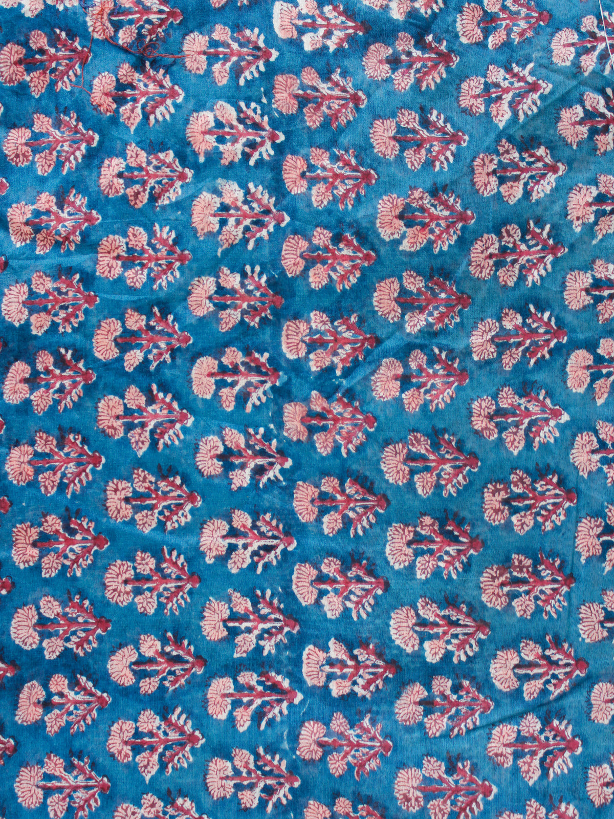 Teal Blue Pink Wine Red Hand Block Printed Chanderi Fabric Per Meter - F001F1901