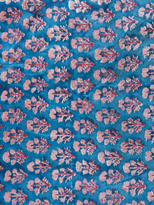 Teal Blue Pink Wine Red Hand Block Printed Chanderi Fabric Per Meter - F001F1901