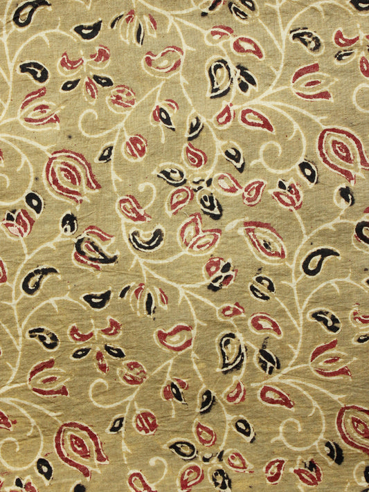 Light OliveGreen Wine Red Black Ajrakh Hand Block Printed Cotton Fabric Per Meter - F003F1661