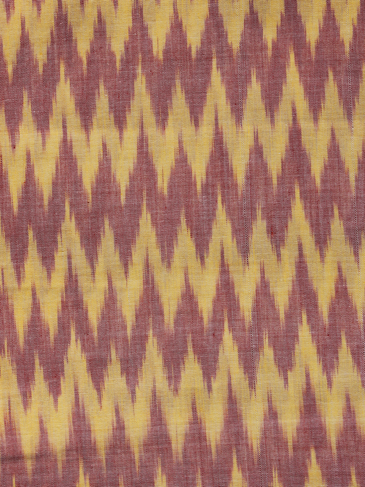 Peach Yellow Pochampally Hand Weaved Ikat Mercerised Fabric Per Meter - F003F1295