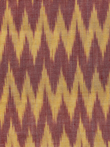 Peach Yellow Pochampally Hand Weaved Ikat Mercerised Fabric Per Meter - F003F1295