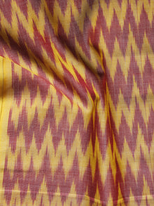 Peach Yellow Pochampally Hand Weaved Ikat Mercerised Fabric Per Meter - F003F1295