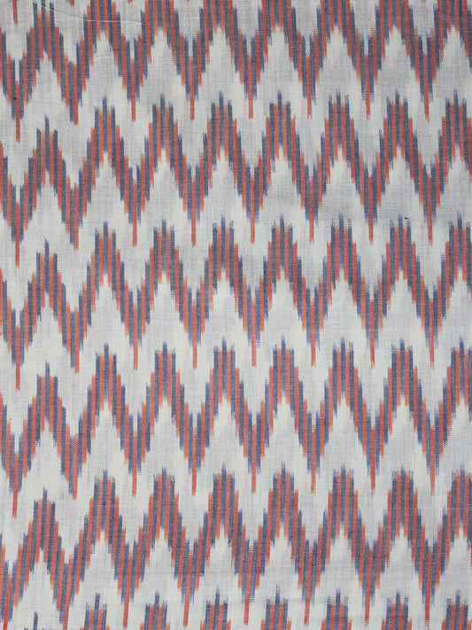 White Peach Grey Pochampally Hand Weaved Ikat Mercerised Fabric Per Meter - F003F1297