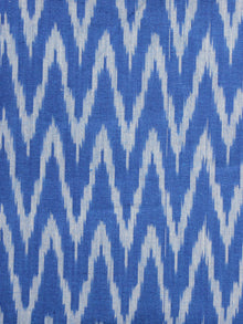 Cobalt Blue Ivory Pochampally Hand Woven Ikat Fabric Per Meter - F002F943