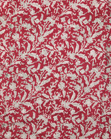 Red OffWhite Block Printed Cotton Fabric Per Meter - F001F2405