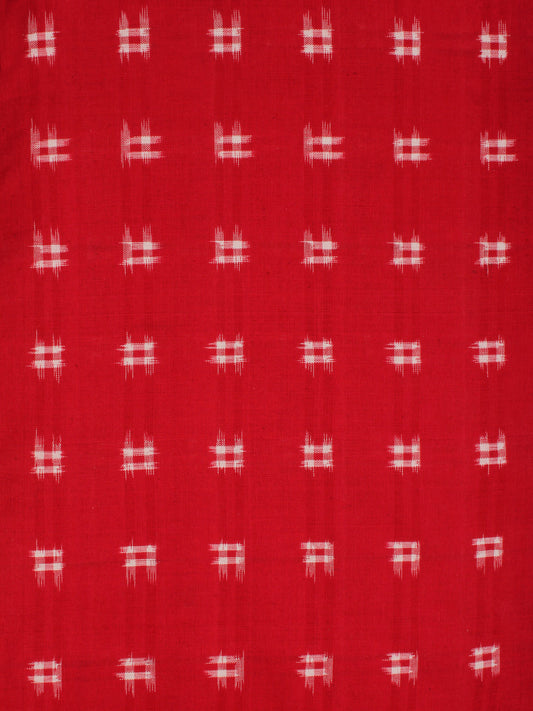 Red White Hand Woven Double Ikat Handloom Cotton Fabric Per Meter - F002F2212